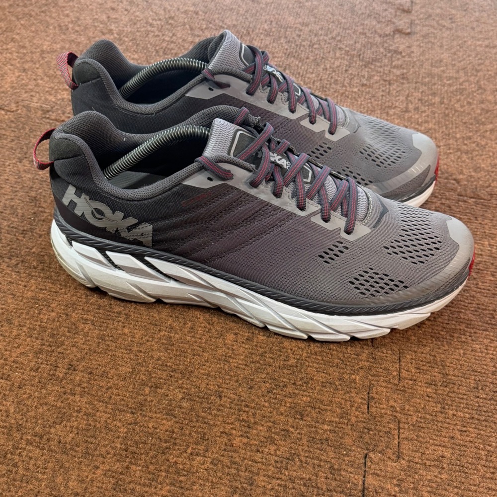 Hoka One One Clifton 6 Mens Road Running Shoes Grey Red 1102872 GOBS US 12 A+